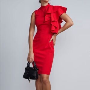Elegant Red Ruffle Dress